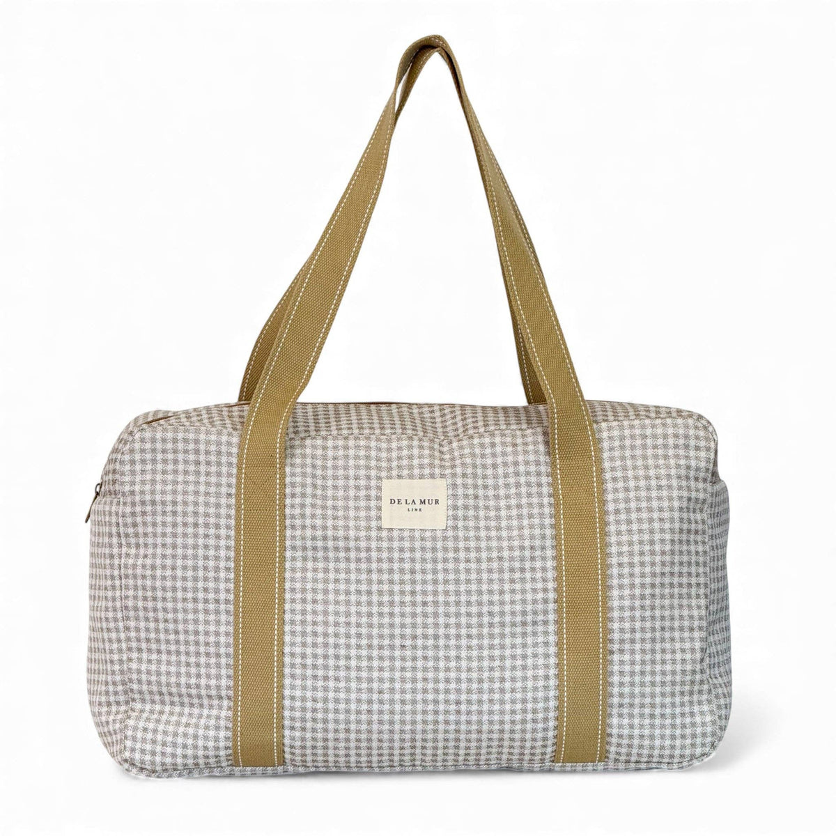 Gingham Jacquard Sports Bag – Beige & Ecru (Vison)