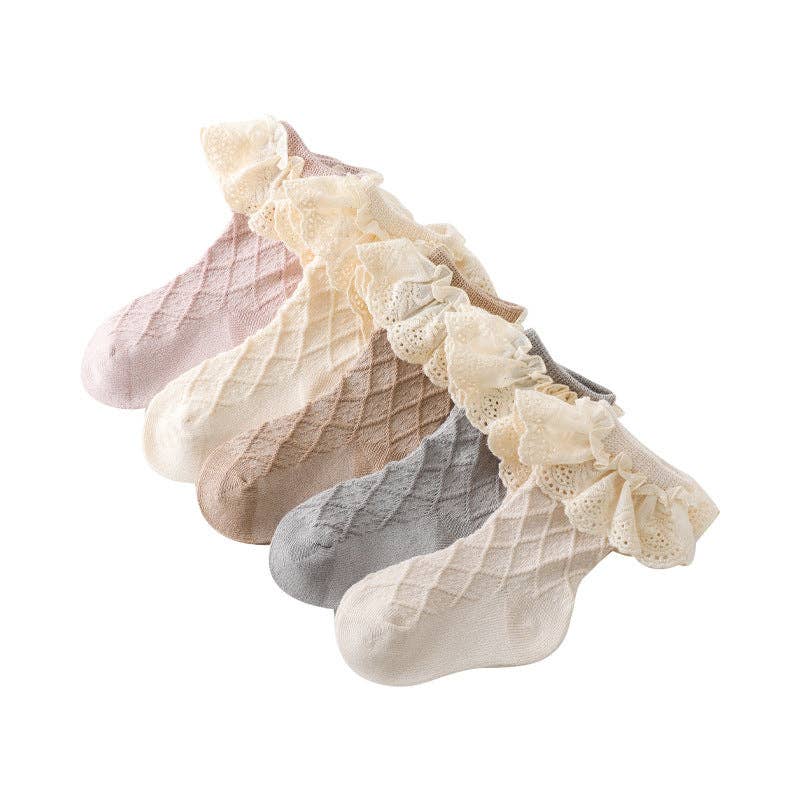 Princess Lace Baby Socks Cotton Breathable Mid-Calf Socks