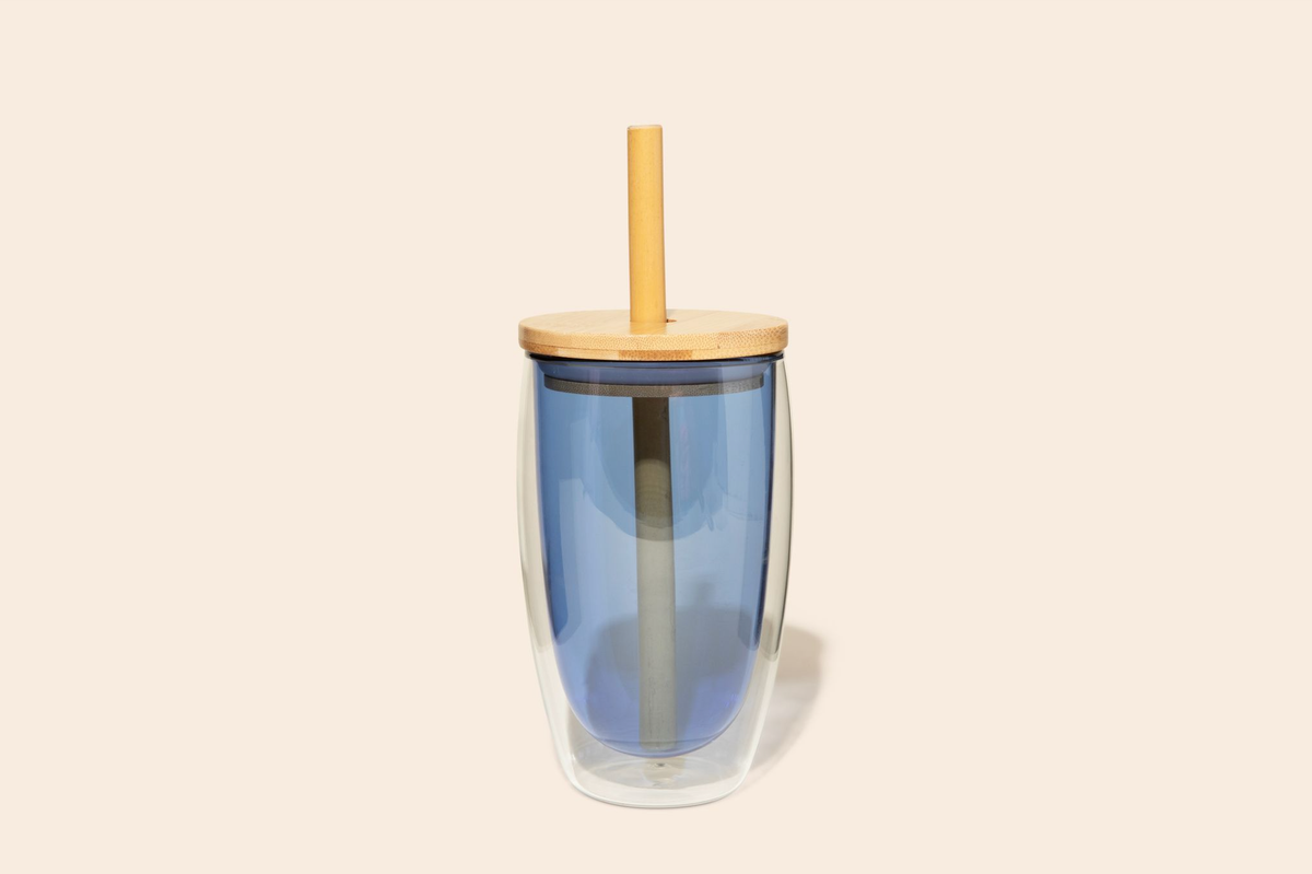 Reusable Glass Tumbler Cup + Bamboo Straw | Summer Best