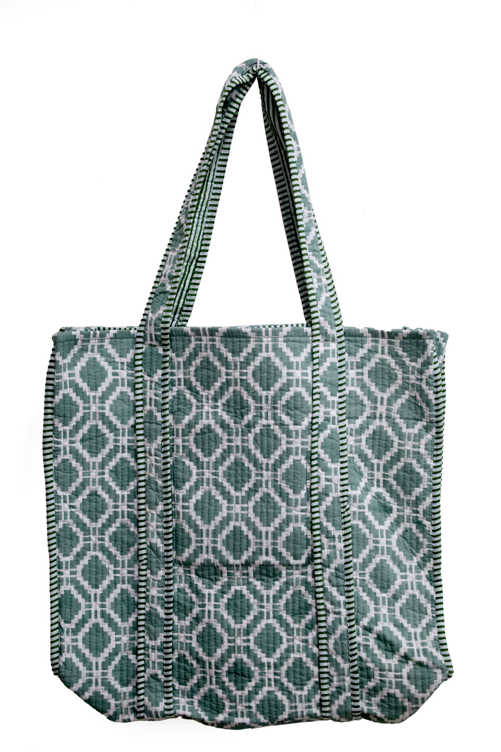 Cotton Tote Bag-Hand Block Printed (18" w x 27"h with strap)