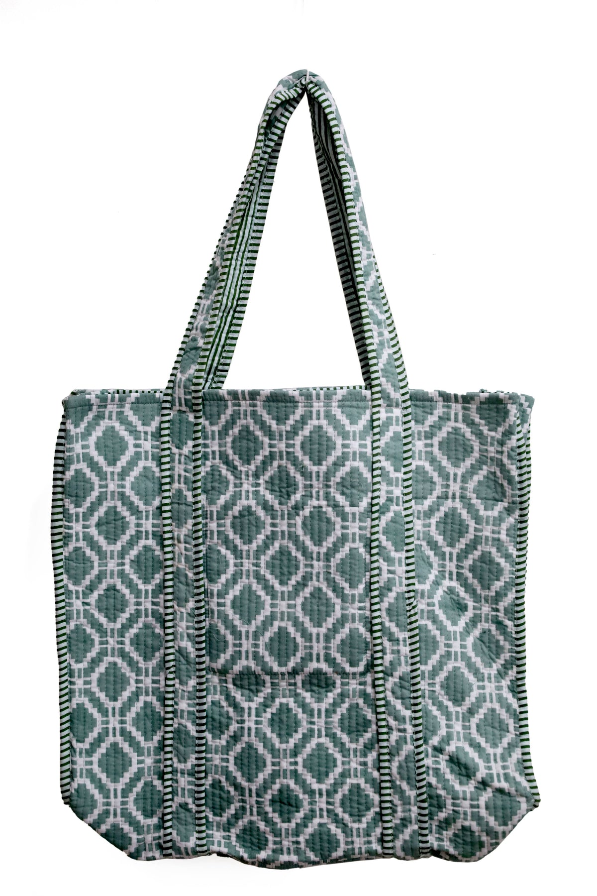 Cotton Tote Bag-Hand Block Printed (18" w x 27"h with strap)