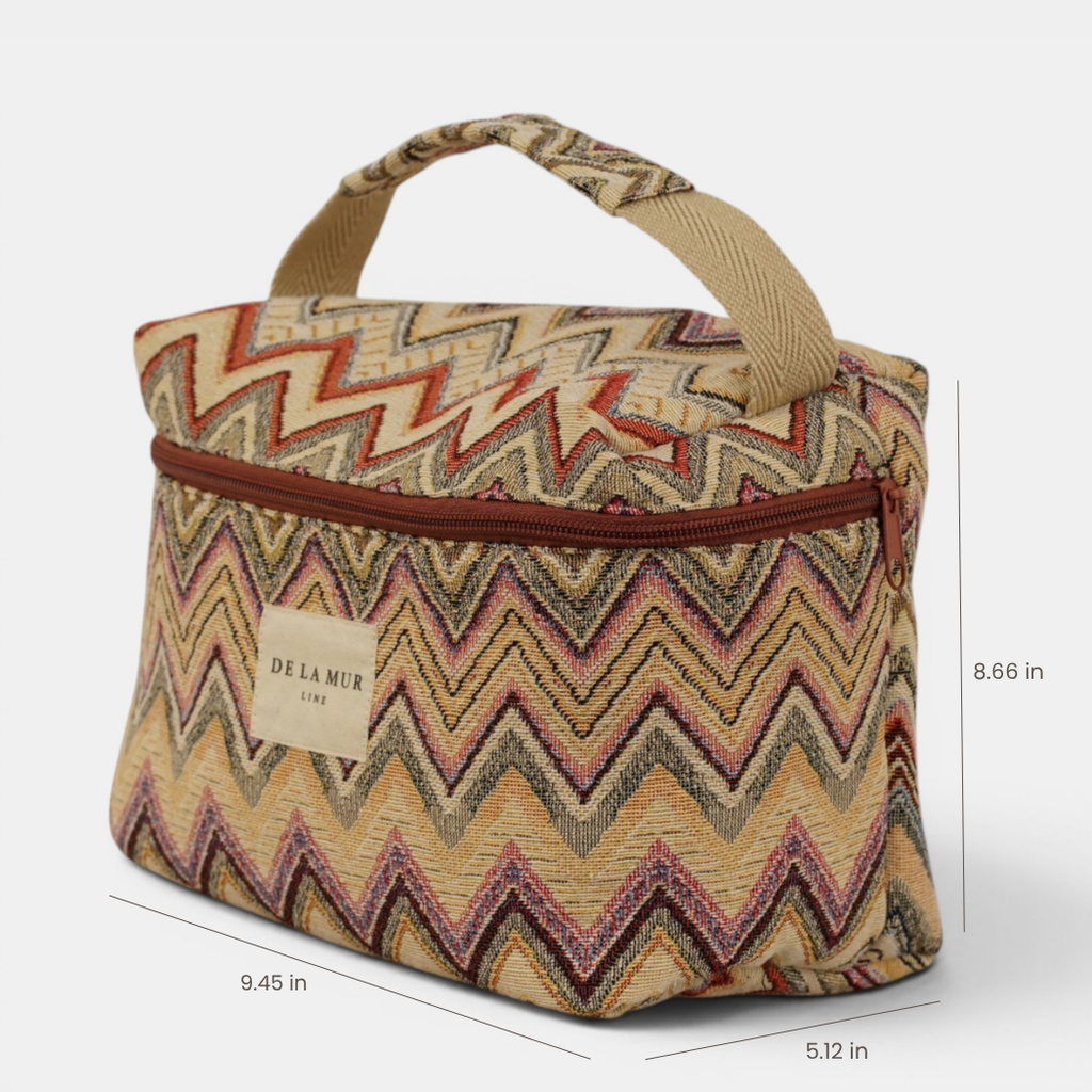 Zigzag Jacquard Large Squared Makeup Bag – Multicolor (Kers)