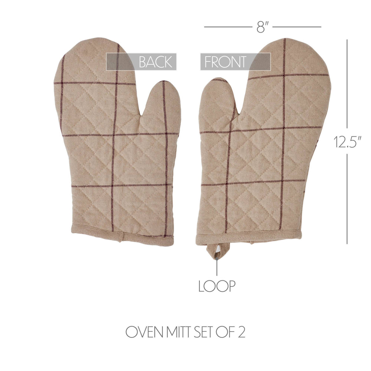 Burgundy Windowpane Oven Mitt Set of 2 Connell