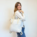 Gingham Jacquard Backpack - Shoulder Bag – Beige & Ecru (Vison)