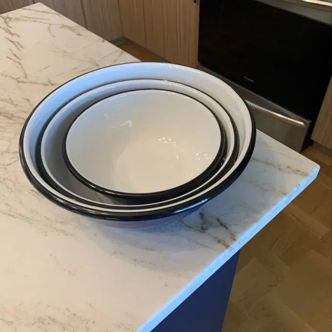 Cream Enamel Bowl Set of 3