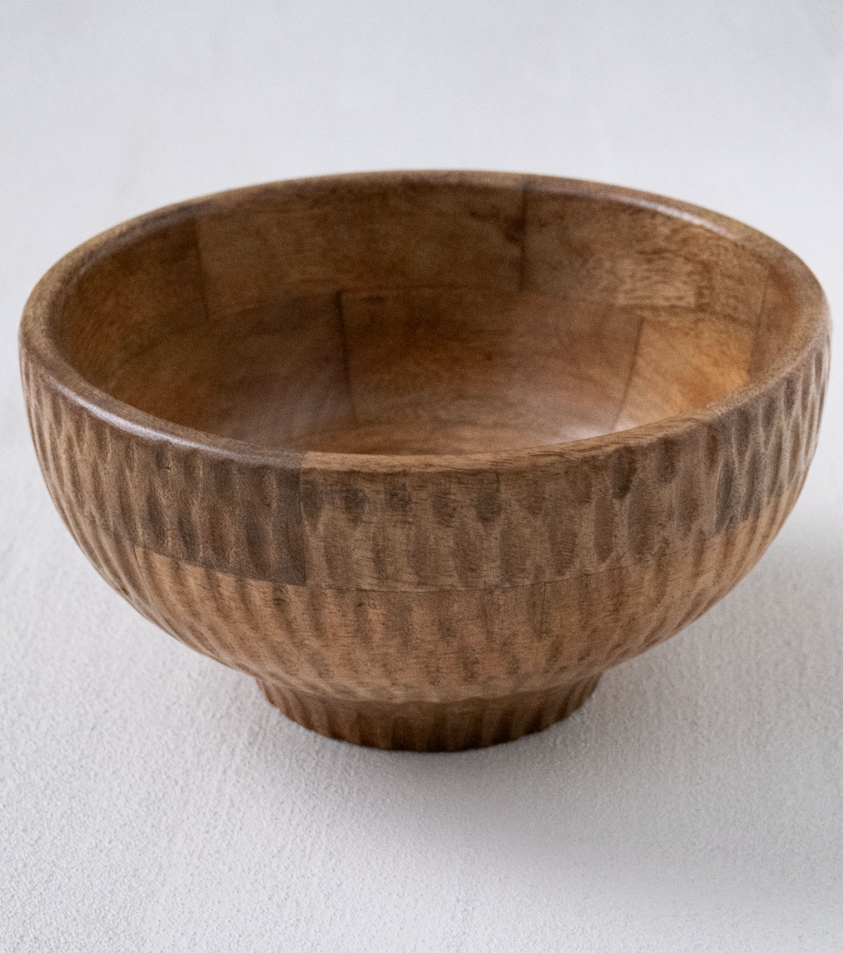 Textured Wood Footed Bowl