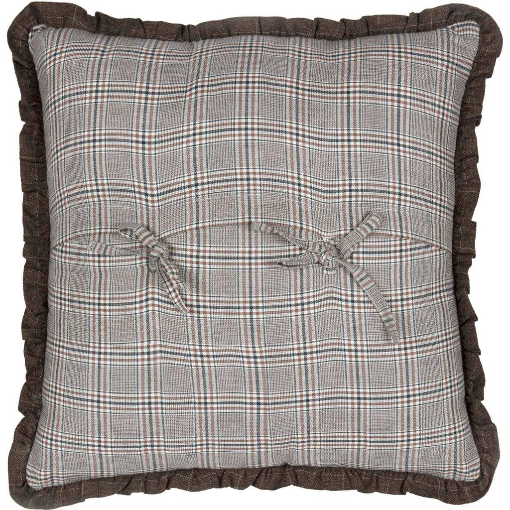 Heritage Brown Patchwork Quilted Throw Pillow 18x18 Cotton