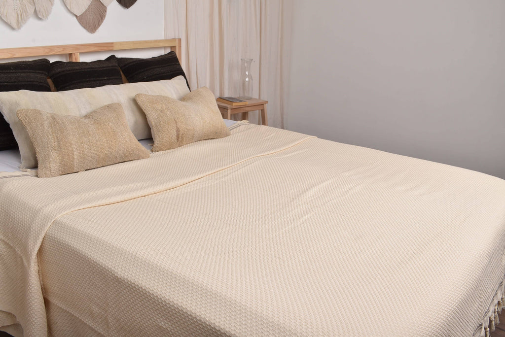 Handwoven Cotton Blanket, Luxurious Brown Throw