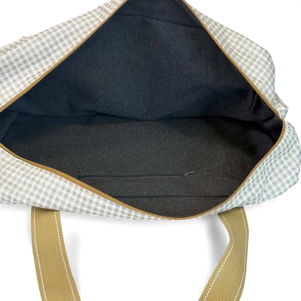 Gingham Jacquard Sports Bag – Beige & Ecru (Vison)