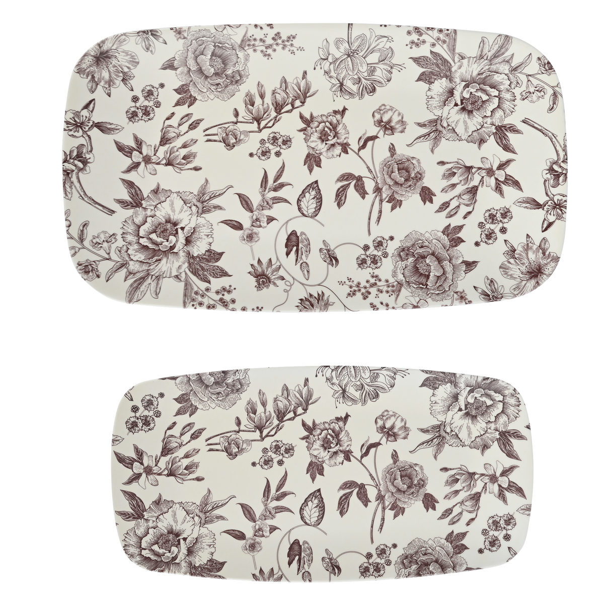 Brown Delft Stacking Melamine Tray - Set of 2
