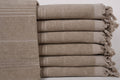 Organic Turkish Beach Towel, Beige Striped Cotton Peshtemal
