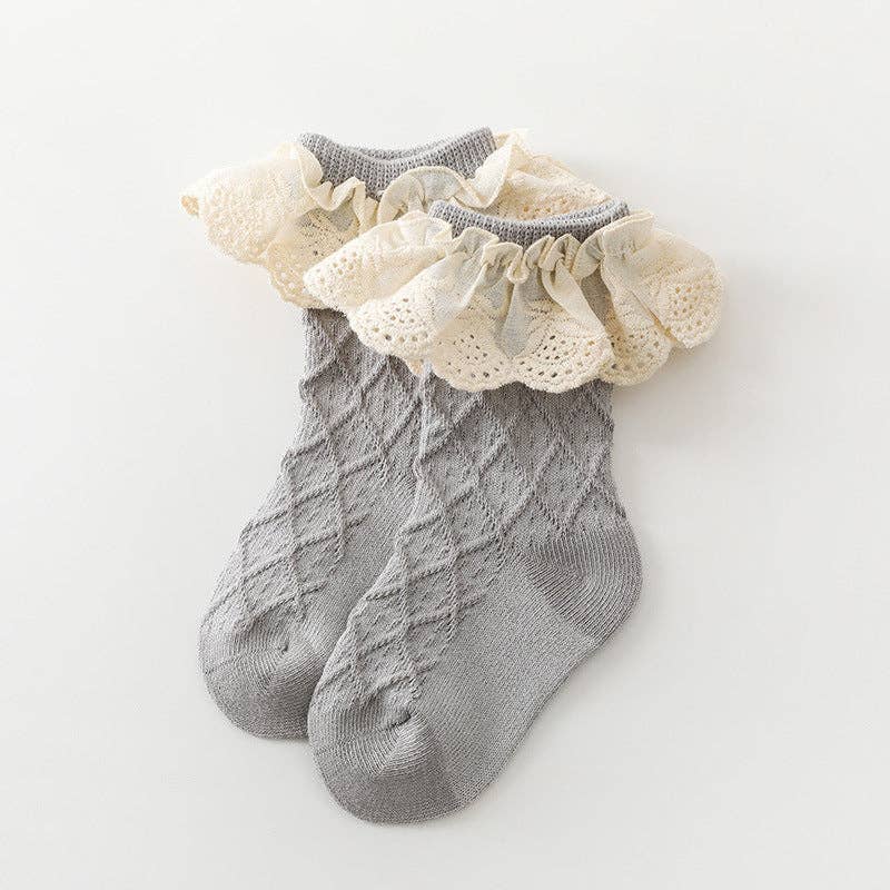 Princess Lace Baby Socks Cotton Breathable Mid-Calf Socks