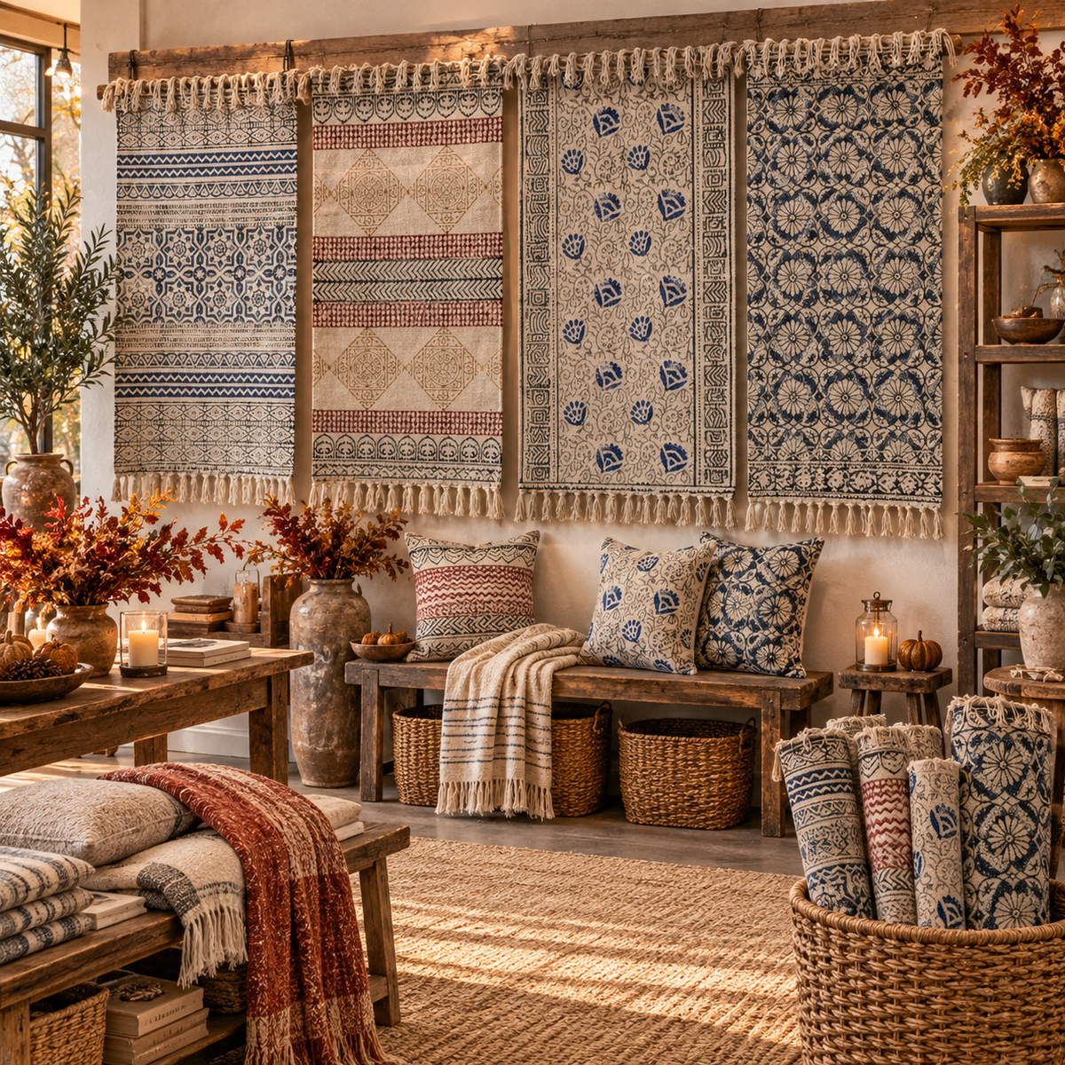 Cotton Canvas Throw Rug (2' x 3' & 3' x 5')