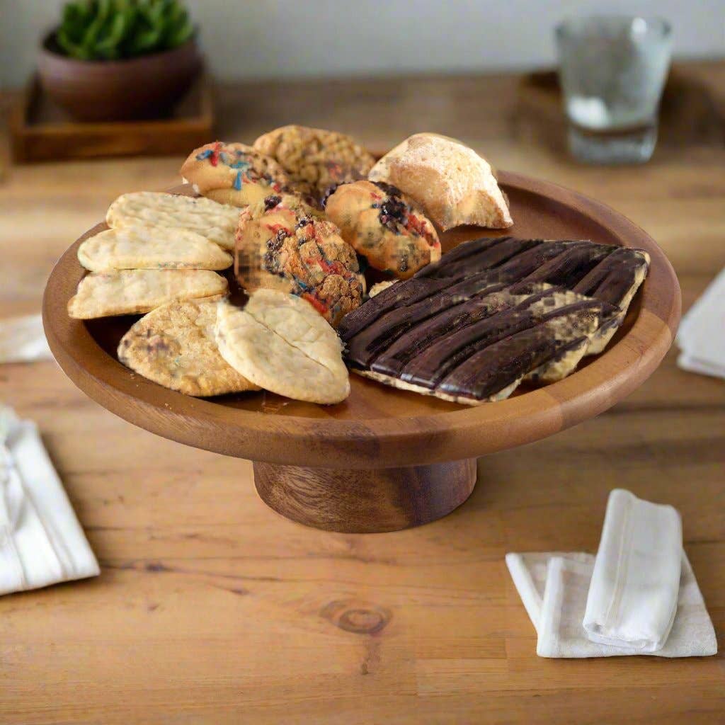 Cake Stand - large - Natural Acacia Base