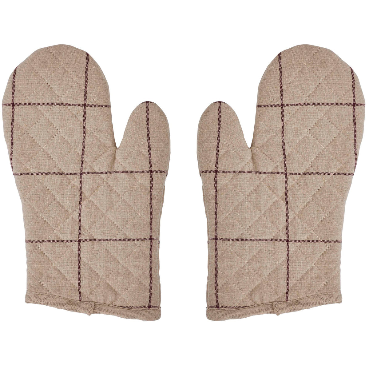 Burgundy Windowpane Oven Mitt Set of 2 Connell