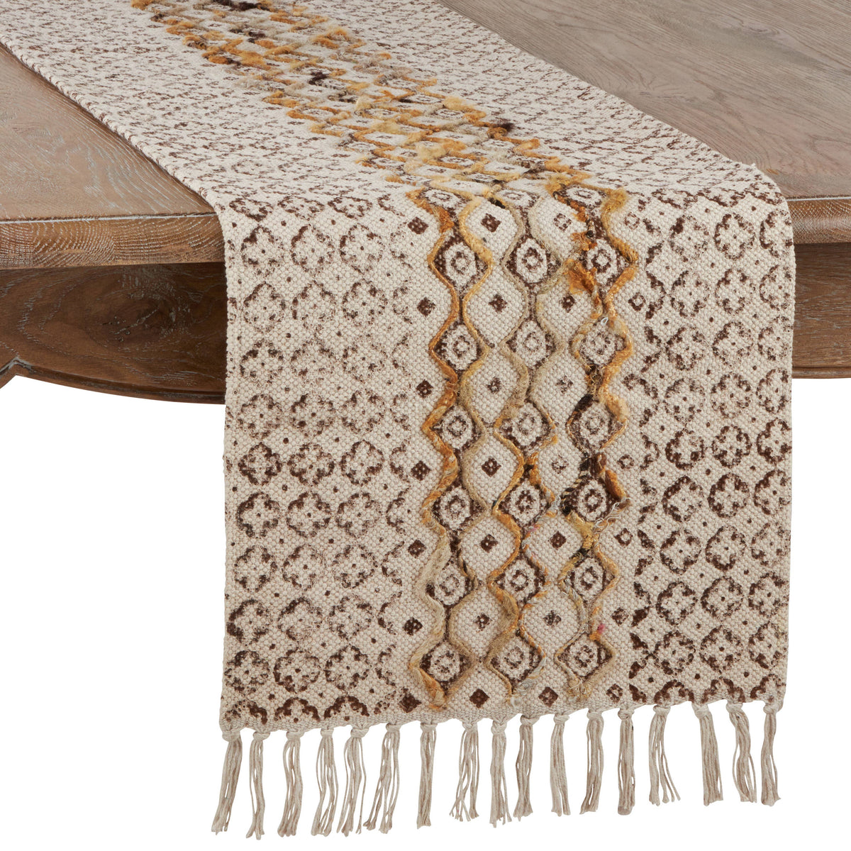 Embroidered Block Print Runner