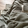 Super Soft Waffle Turkish Cotton Blanket - Olive 