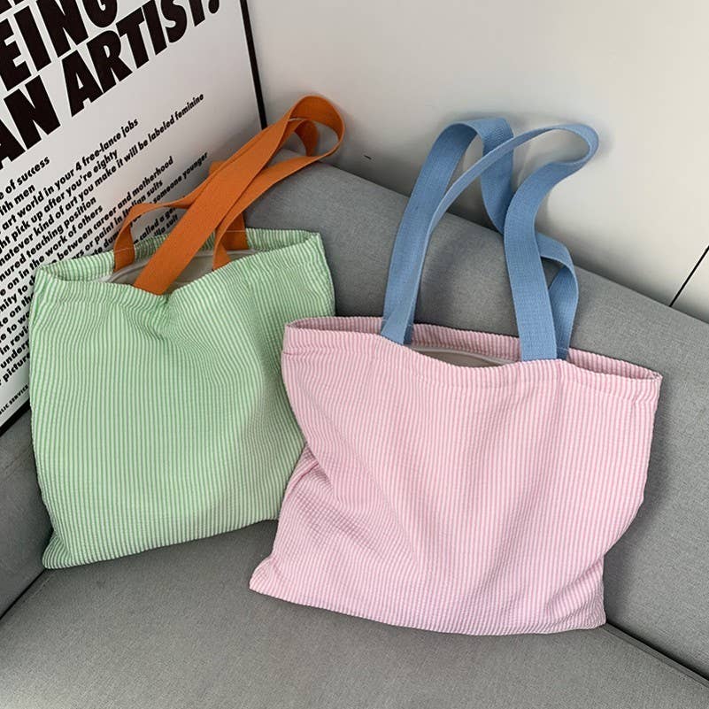 Large colorful stripe Shoulder Tote Bag | 40P585