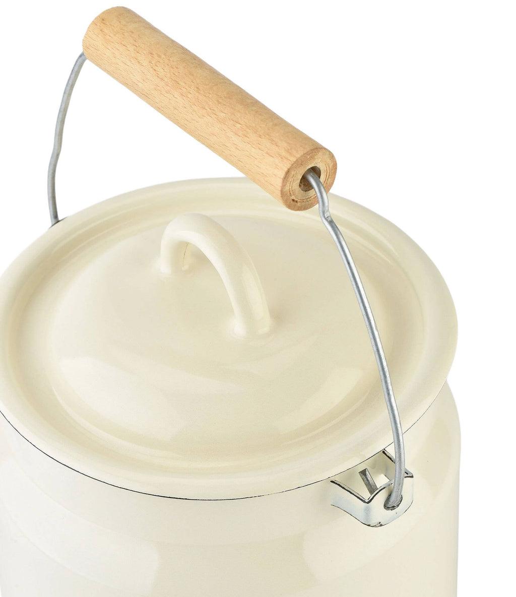 Ivory Vintage Enamel Milk Can with Lid 2L