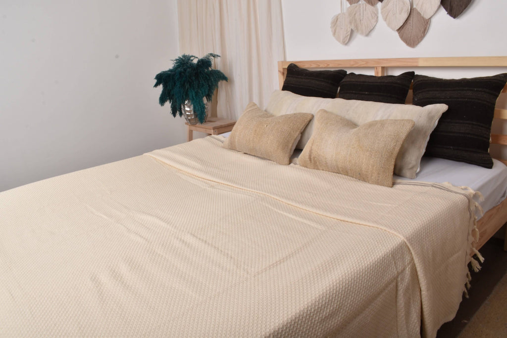 Handwoven Cotton Blanket, Luxurious Brown Throw
