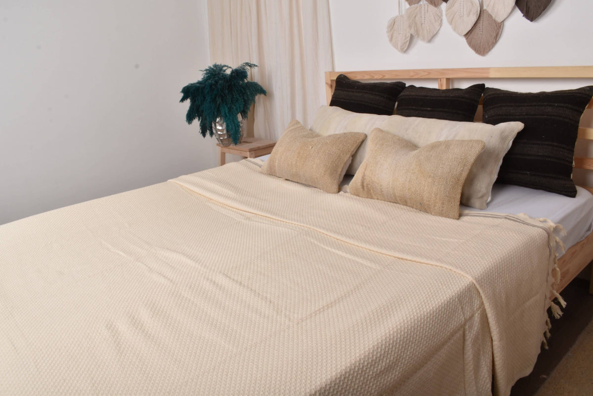 Handwoven Cotton Blanket, Luxurious Brown Throw