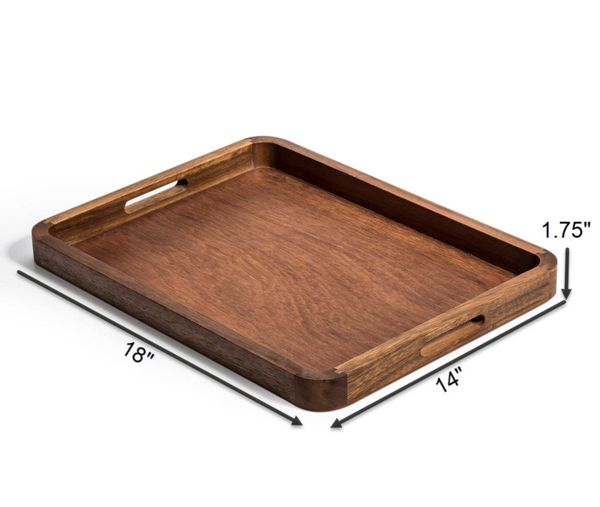 Acacia Wood Serving Tray, 18"x 14"  with  Rounded Corners