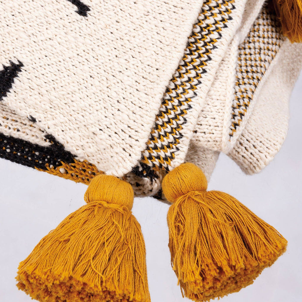 Saffron And Black Aztec Throw Blanket