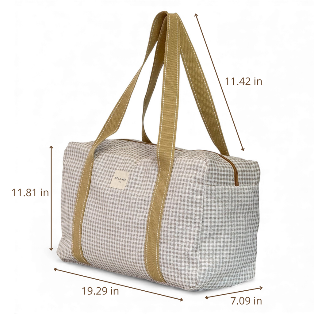 Gingham Jacquard Sports Bag – Beige & Ecru (Vison)