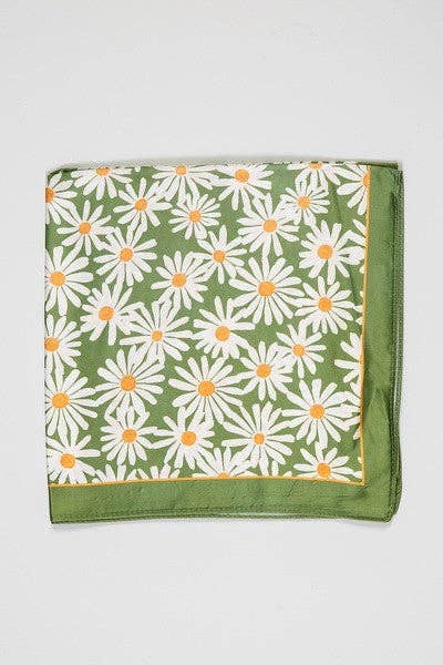 FLOWER SILKY FEEL BANDANA SCARF | 21SC353GRN