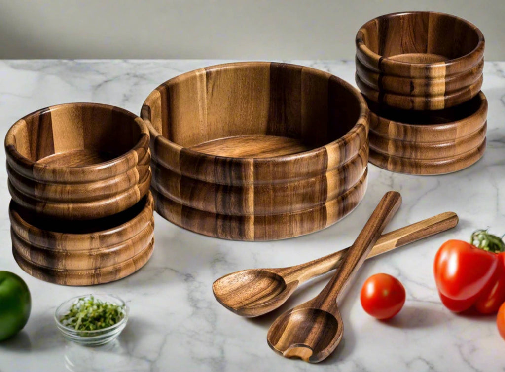 7 Pc Extra Large Salad Bowl w Servers & 4 Ind - 330C-7