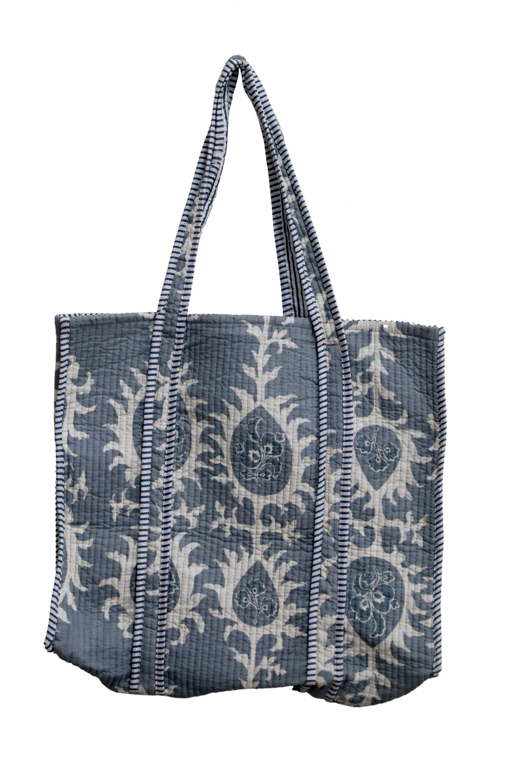 Cotton Tote Bag-Hand Block Printed (18" w x 27"h with strap)