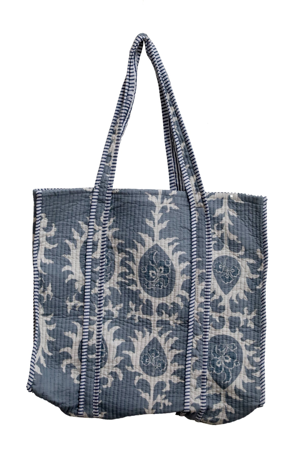 Cotton Tote Bag-Hand Block Printed (18" w x 27"h with strap)