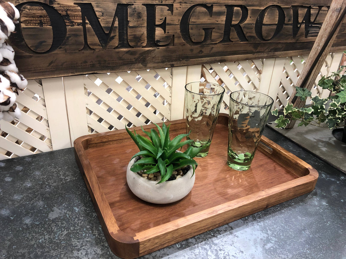Acacia Wood Serving Tray, 18"x 14"  with  Rounded Corners