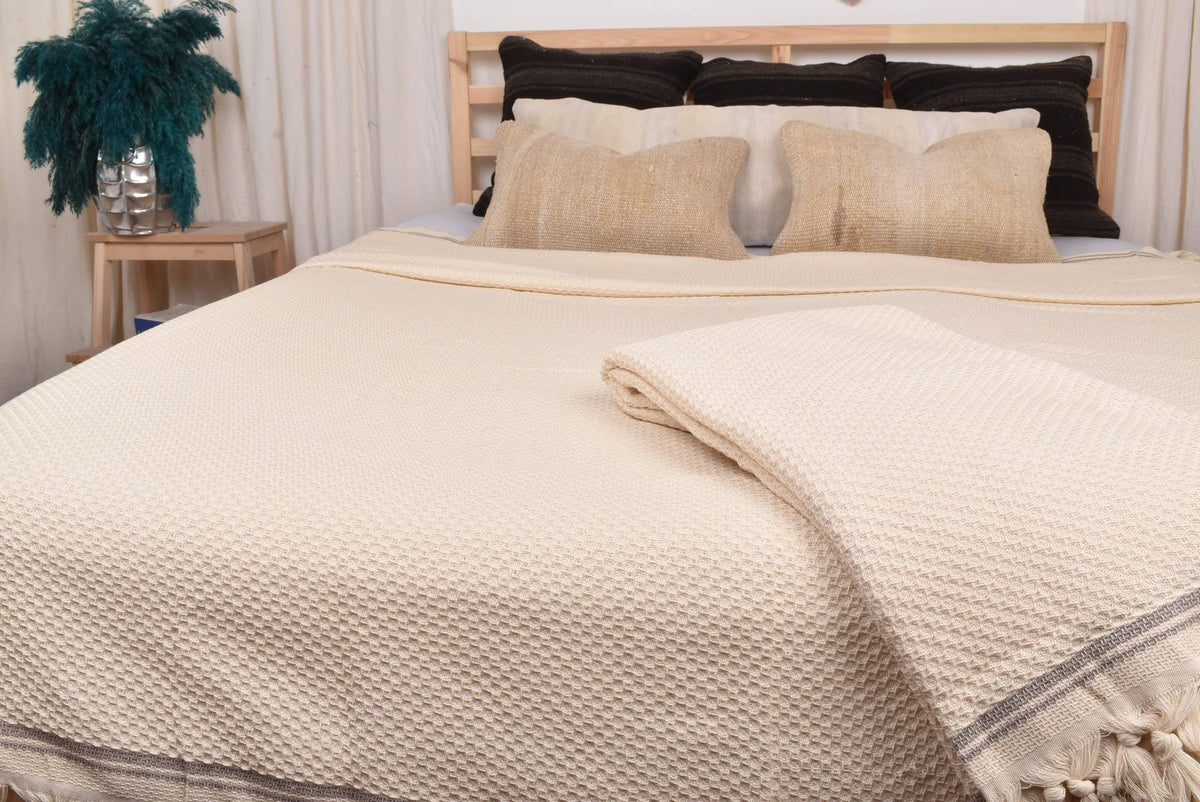 Handwoven Cotton Blanket, Luxurious Brown Throw