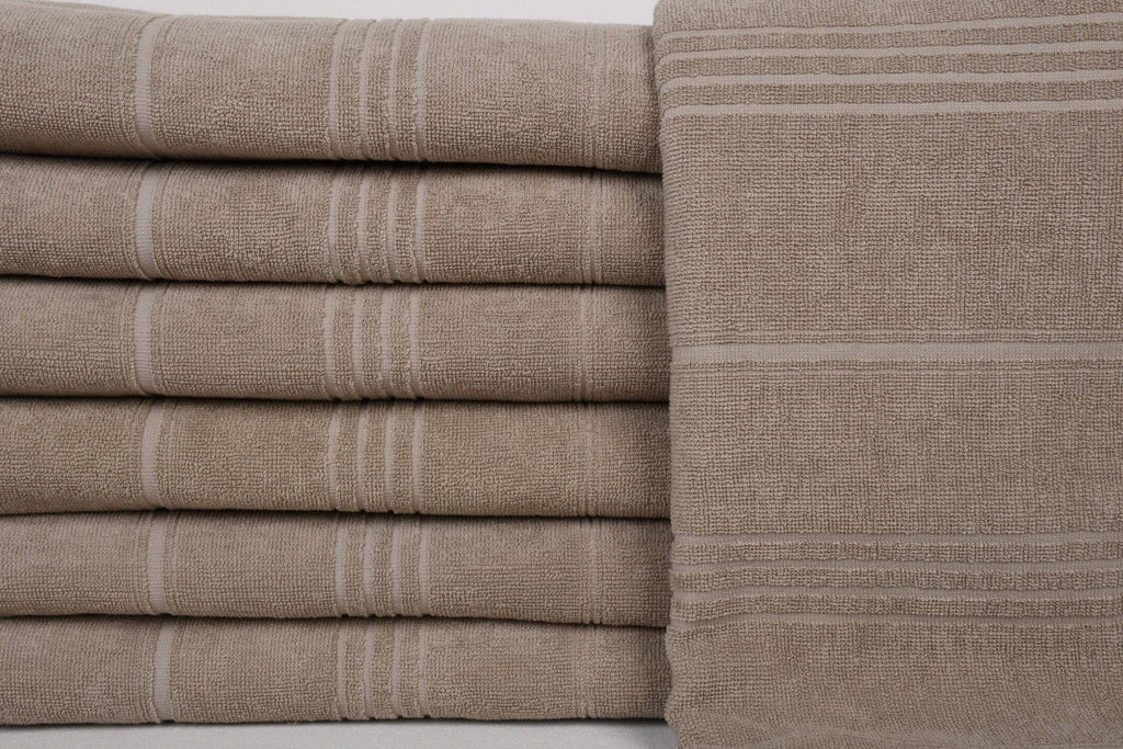 Organic Turkish Beach Towel, Beige Striped Cotton Peshtemal