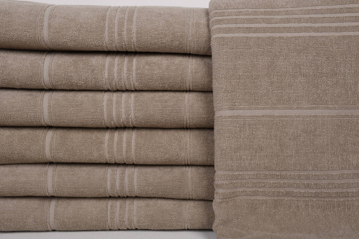 Organic Turkish Beach Towel, Beige Striped Cotton Peshtemal