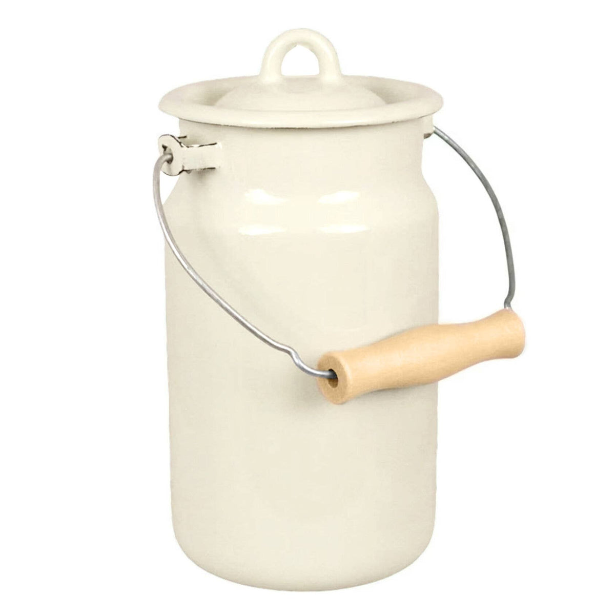 Ivory Vintage Enamel Milk Can with Lid 2L