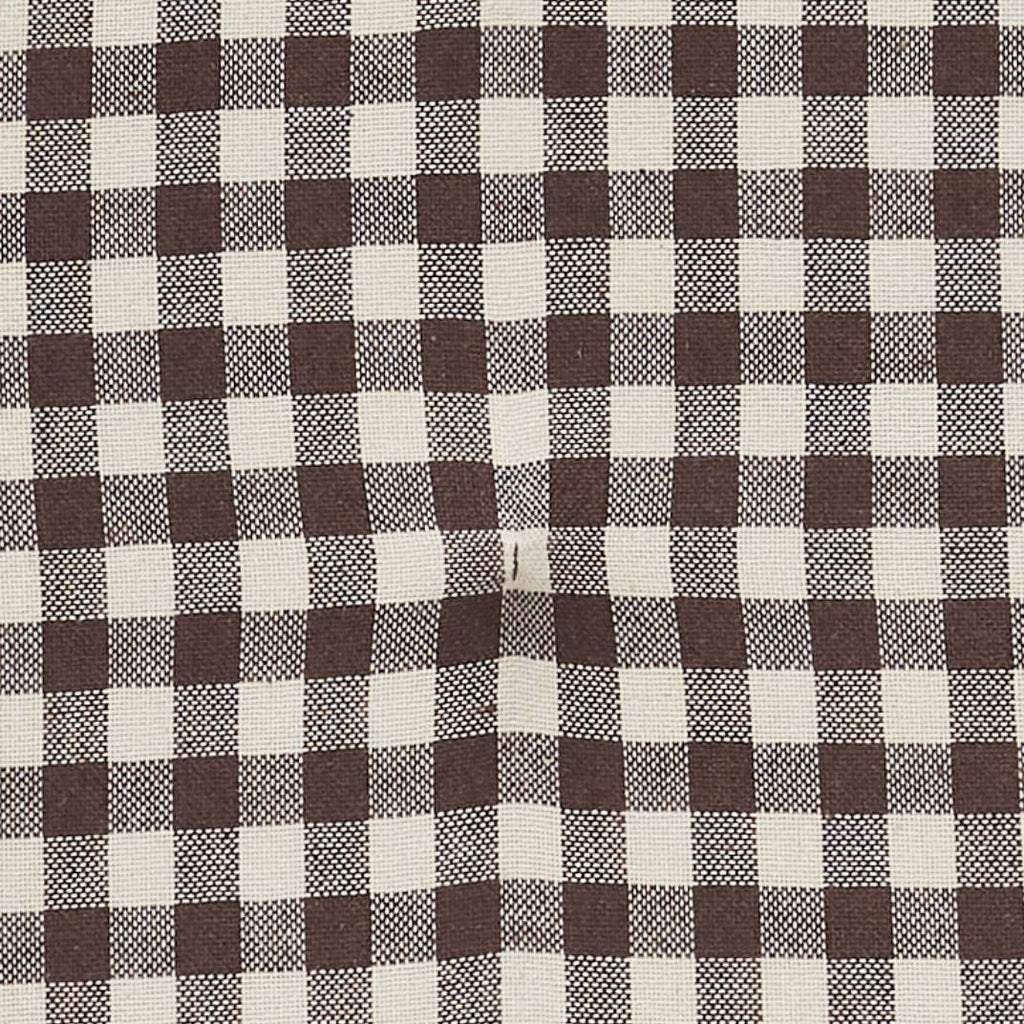 Coffee Brown Gingham Chair Pad - Firm Foam Farmhouse Cushion