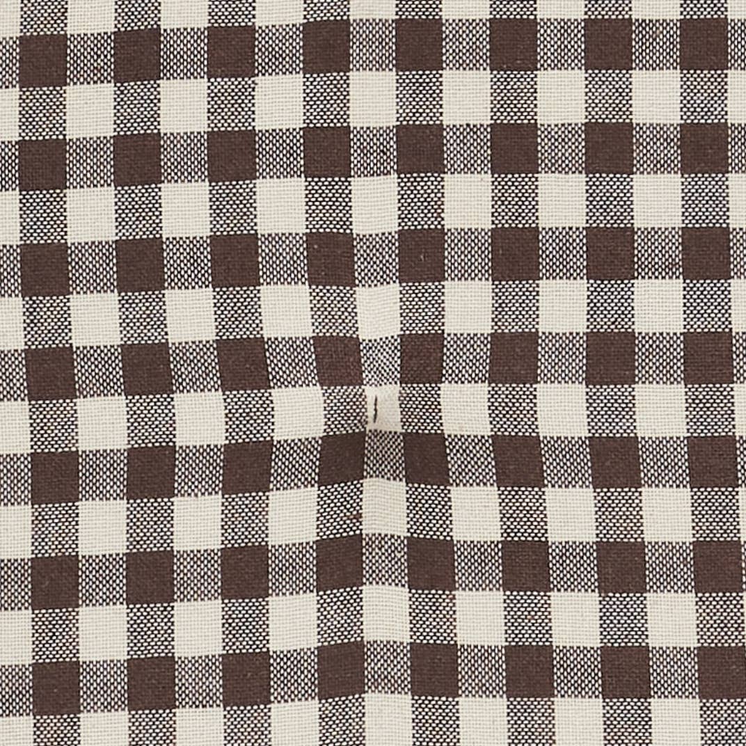 Coffee Brown Gingham Chair Pad - Firm Foam Farmhouse Cushion