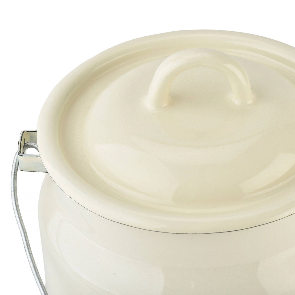 Ivory Vintage Enamel Milk Can with Lid 2L