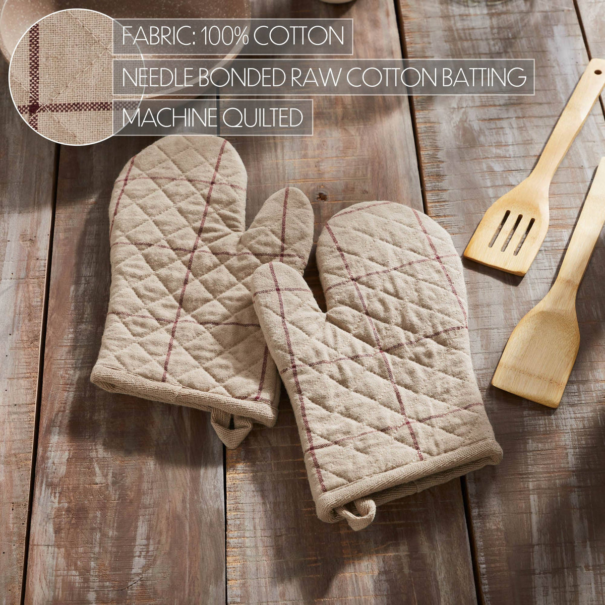 Burgundy Windowpane Oven Mitt Set of 2 Connell