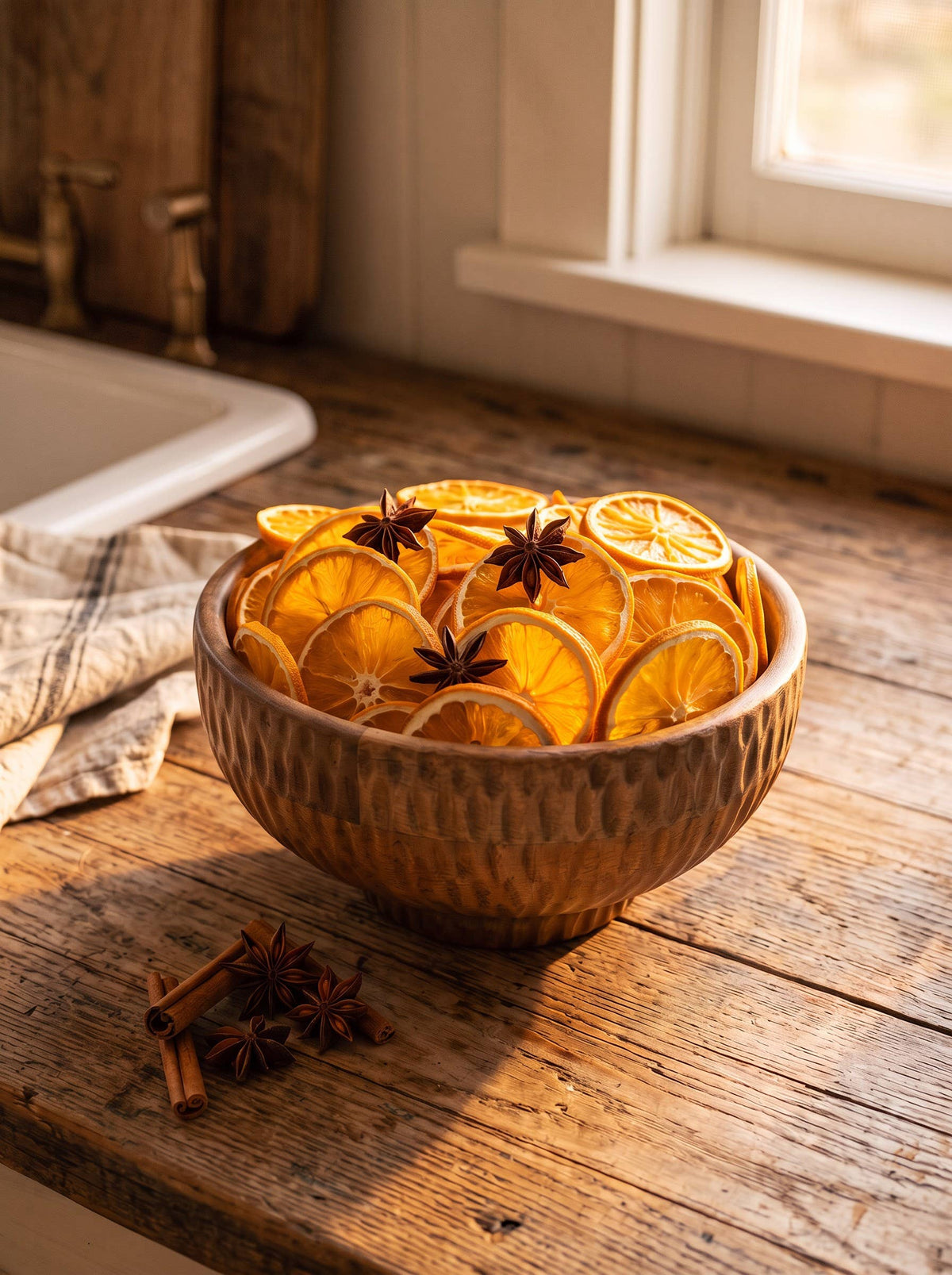Textured Wood Footed Bowl