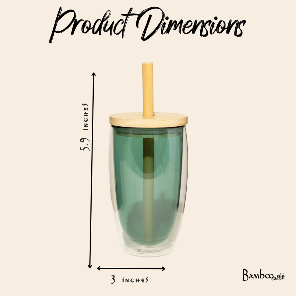 Reusable Glass Tumbler Cup + Bamboo Straw | Summer Best