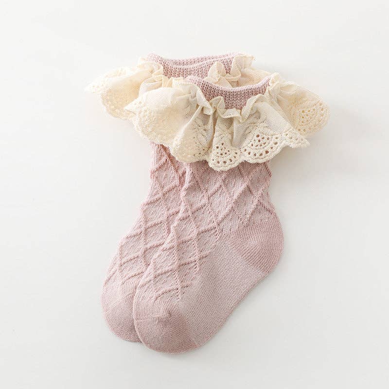 Princess Lace Baby Socks Cotton Breathable Mid-Calf Socks