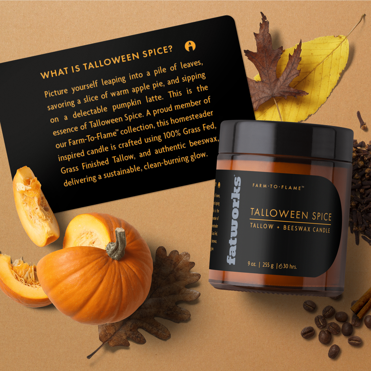 Grass Fed Tallow Candle-Talloween Spice