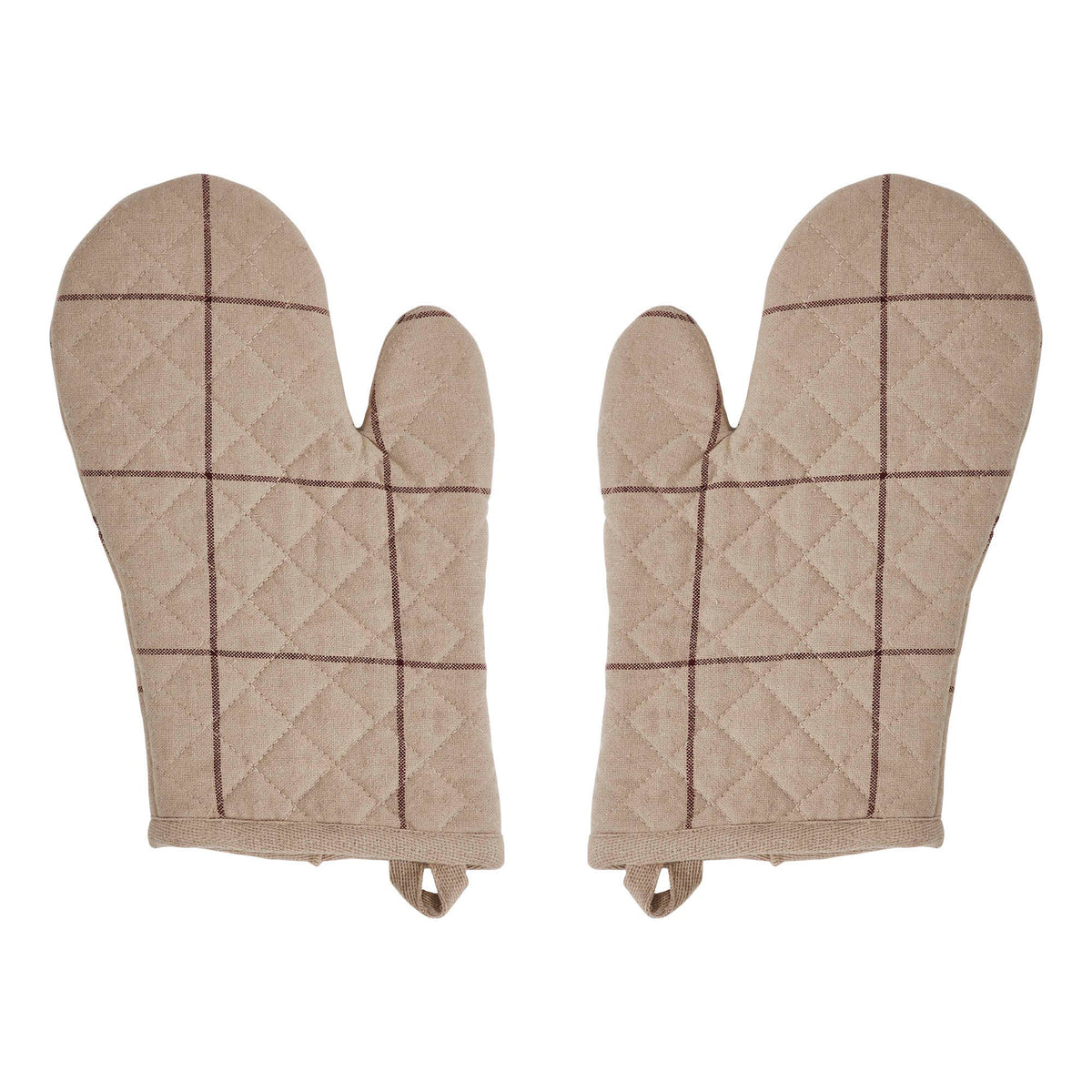 Burgundy Windowpane Oven Mitt Set of 2 Connell