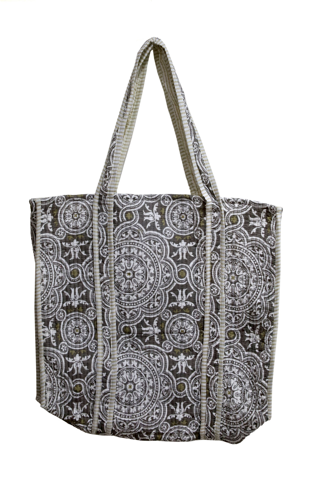Cotton Tote Bag-Hand Block Printed (18" w x 27"h with strap)