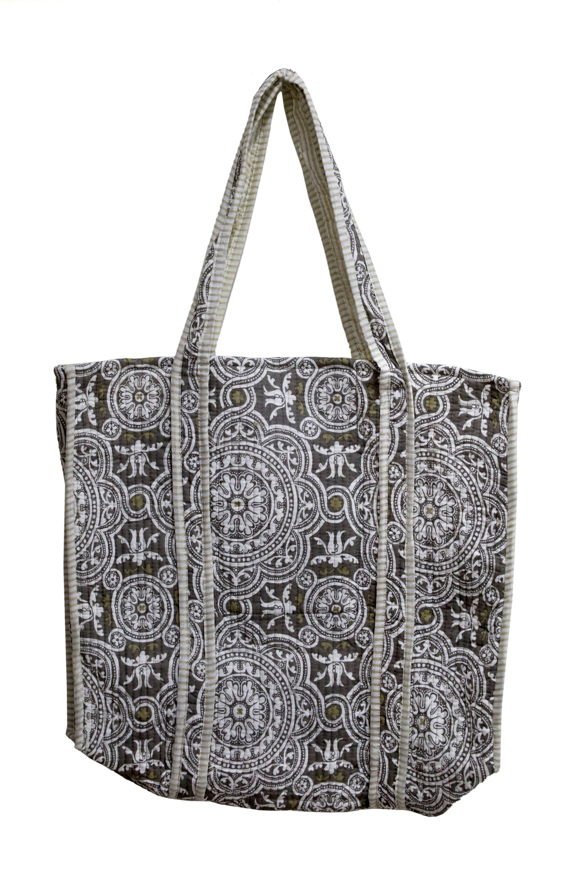 Cotton Tote Bag-Hand Block Printed (18" w x 27"h with strap)