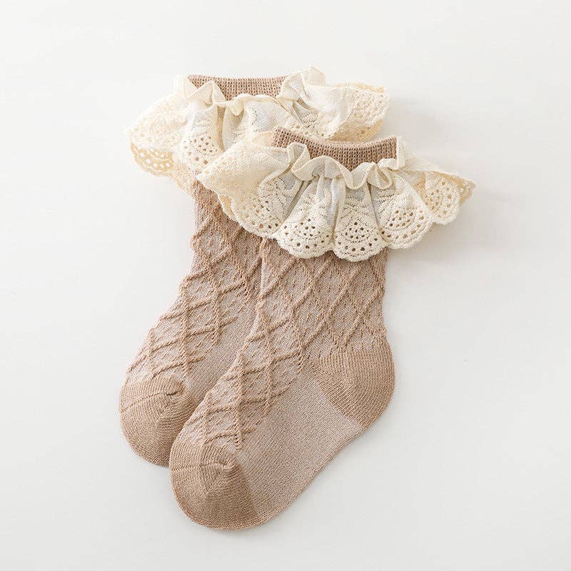 Princess Lace Baby Socks Cotton Breathable Mid-Calf Socks