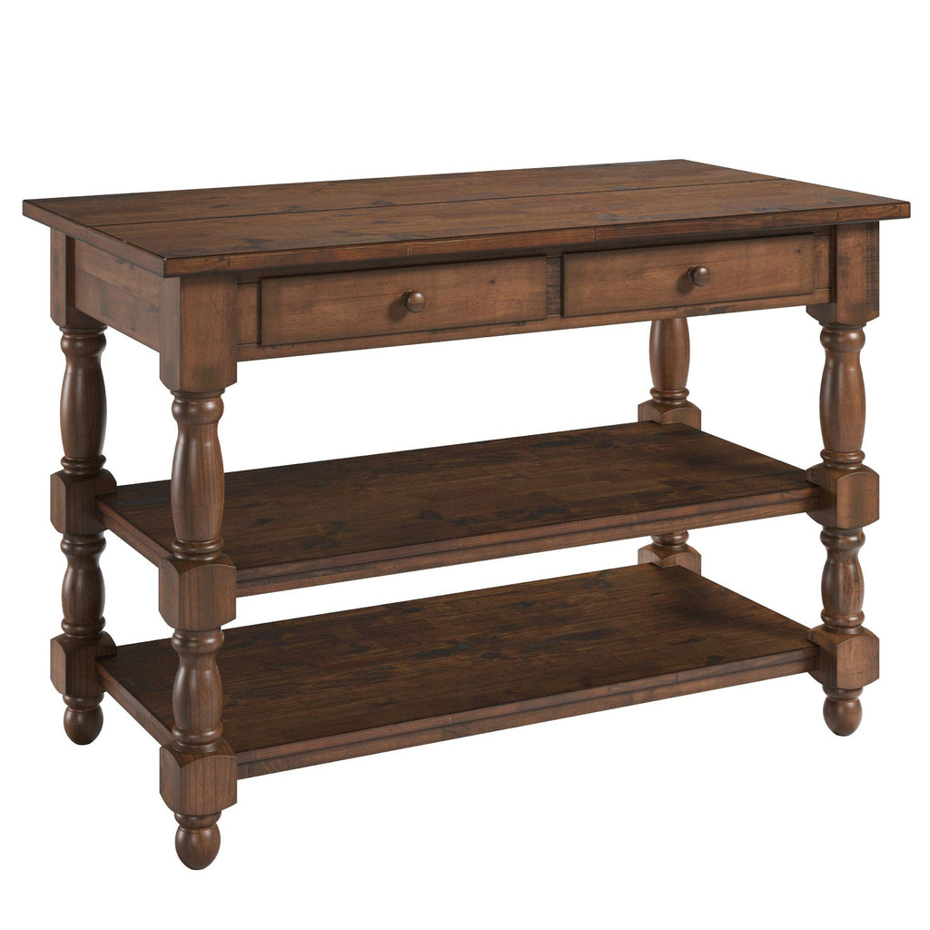 Wood Kitchen Island 2 Drawers 2 Shelf Walnut | Furniture Dash